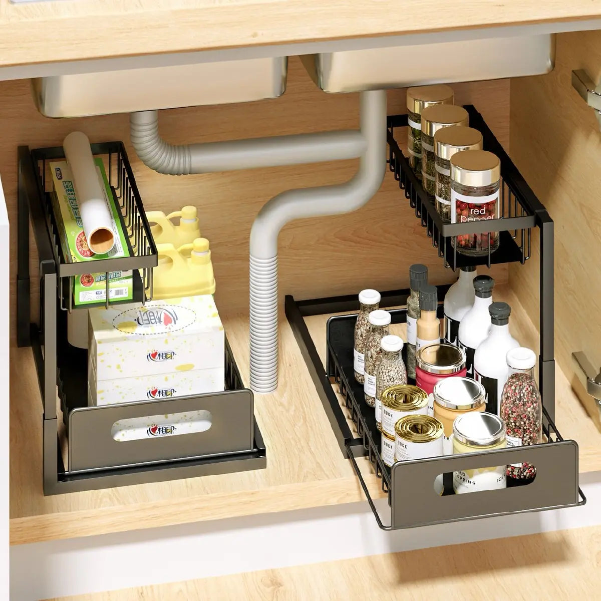 Organizador Bajo Mesada Deslizable para Cocina y Baño